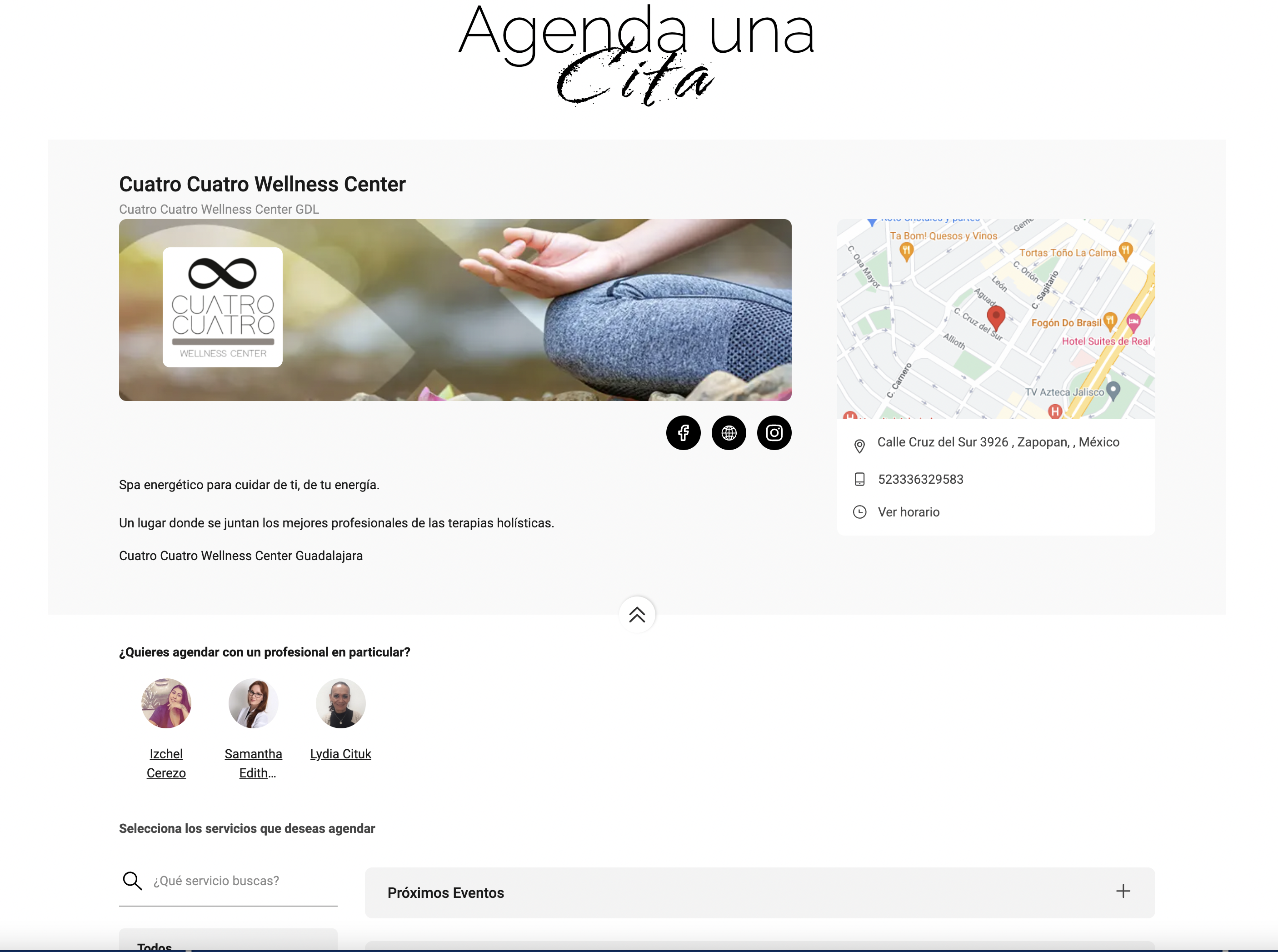 Paso 1 para reservar | Cuatro cuatro wellness center 